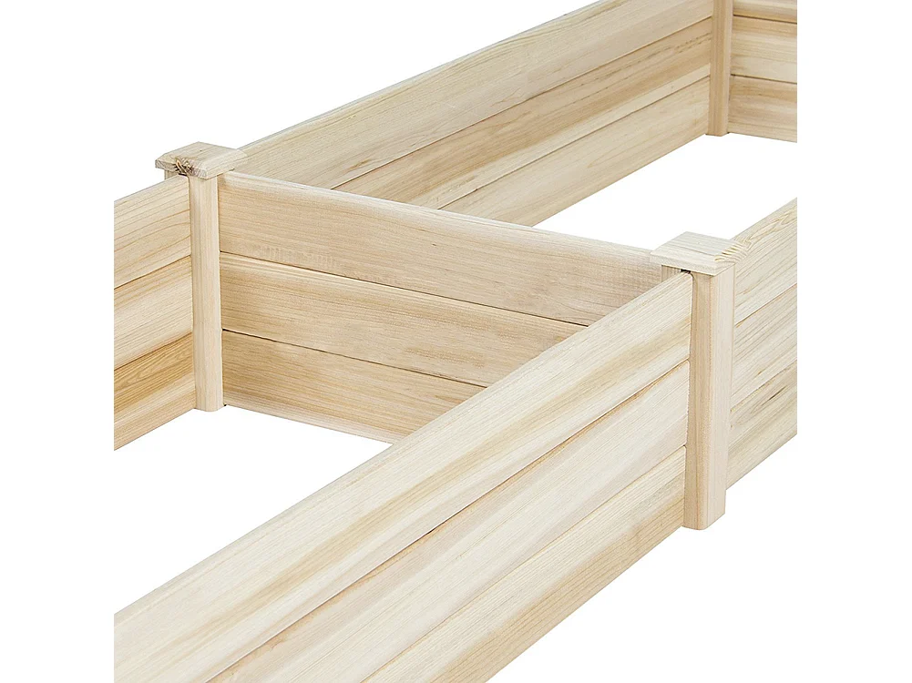 243cm Solid Wood Raised Garden Bed with 2 Compartments