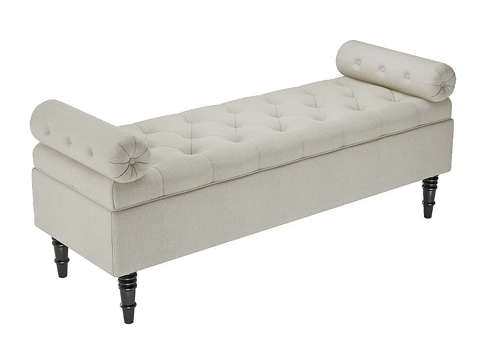 130cm Tufted Flip-Top Upholstered Storage Bench with Armrests - Beige