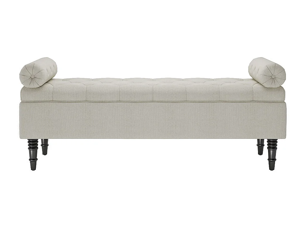 130cm Tufted Flip-Top Upholstered Storage Bench with Armrests - Beige