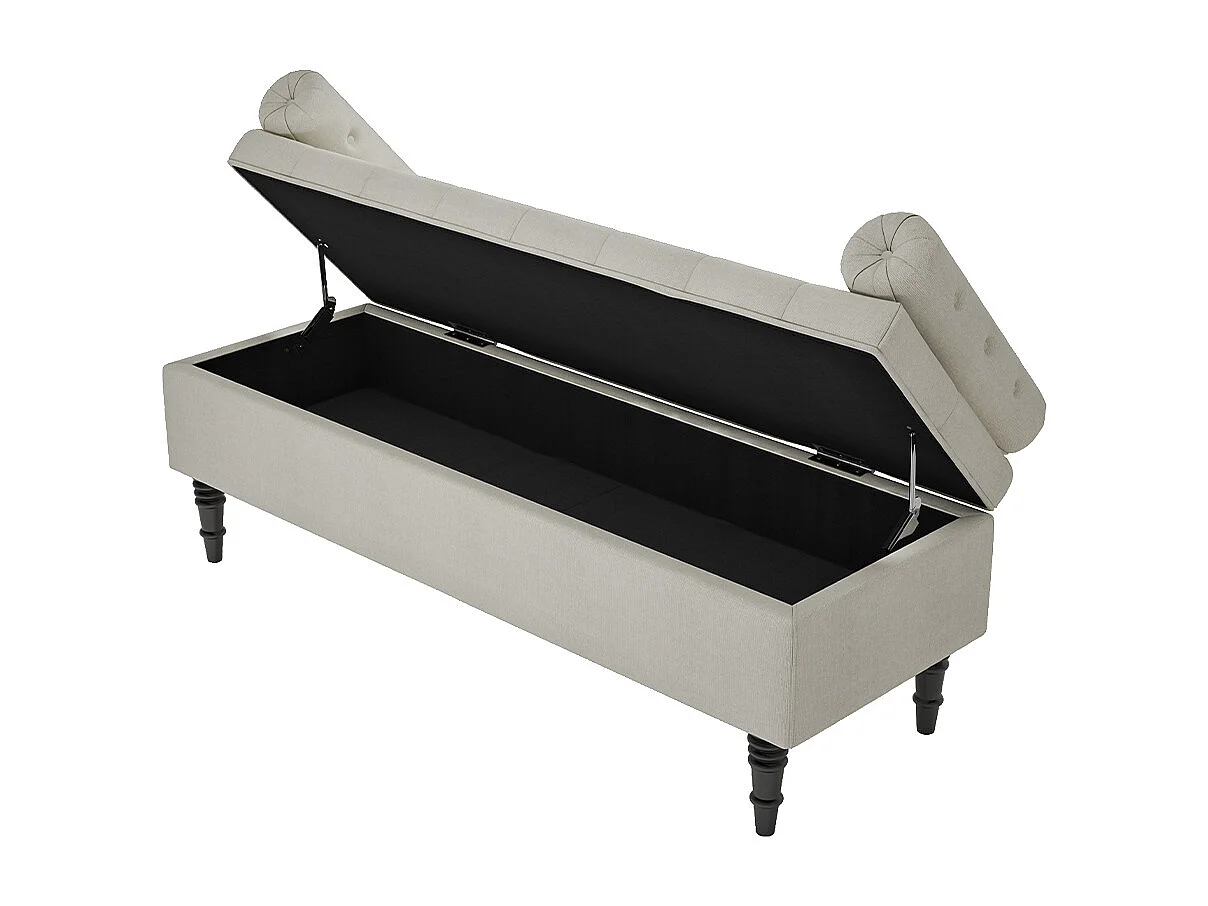130cm Tufted Flip-Top Upholstered Storage Bench with Armrests - Beige