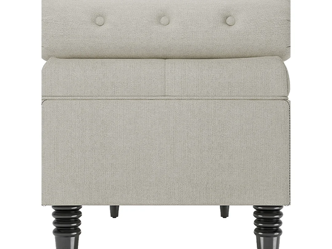 130cm Tufted Flip-Top Upholstered Storage Bench with Armrests - Beige
