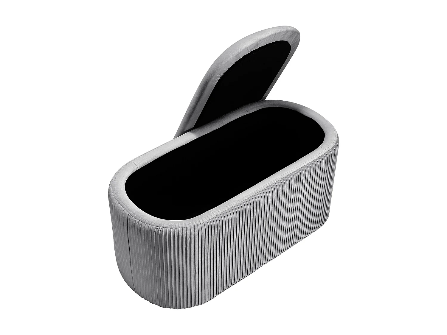 Grey Velvet Large Oval Lift-Top Storage Ottoman