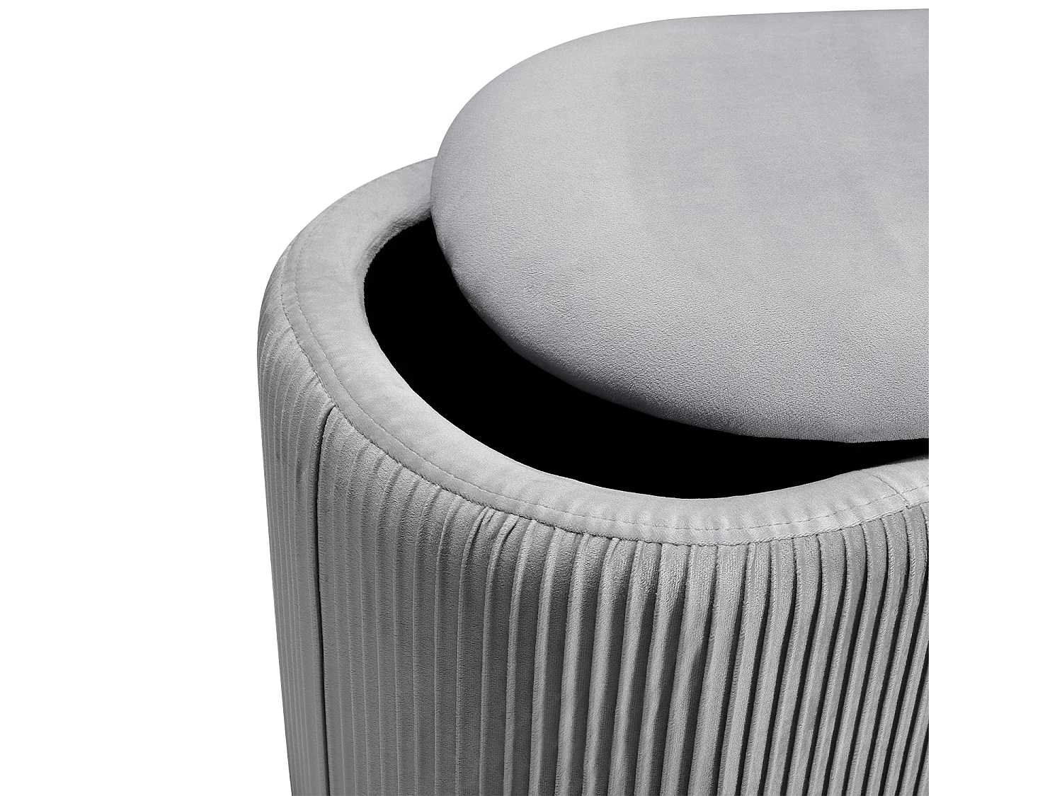 Grey Velvet Large Oval Lift-Top Storage Ottoman