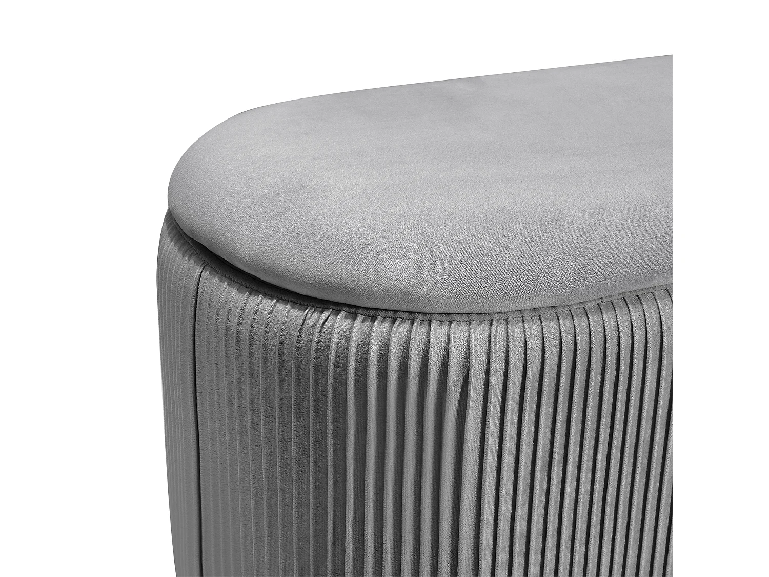 Grey Velvet Large Oval Lift-Top Storage Ottoman