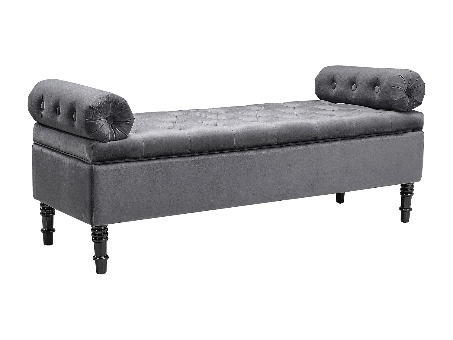 130cm Tufted Flip-Top Upholstered Storage Bench with Armrests - Grey