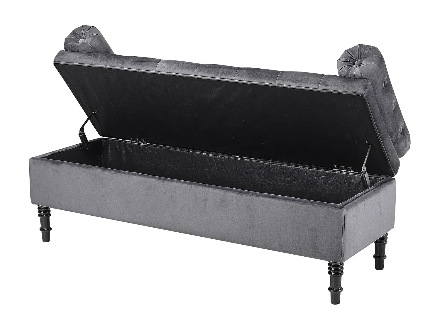 130cm Tufted Flip-Top Upholstered Storage Bench with Armrests - Grey