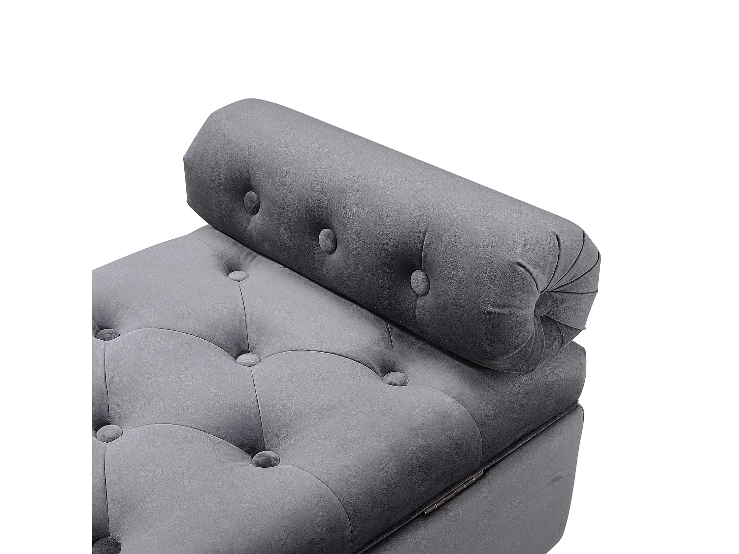 130cm Tufted Flip-Top Upholstered Storage Bench with Armrests - Grey