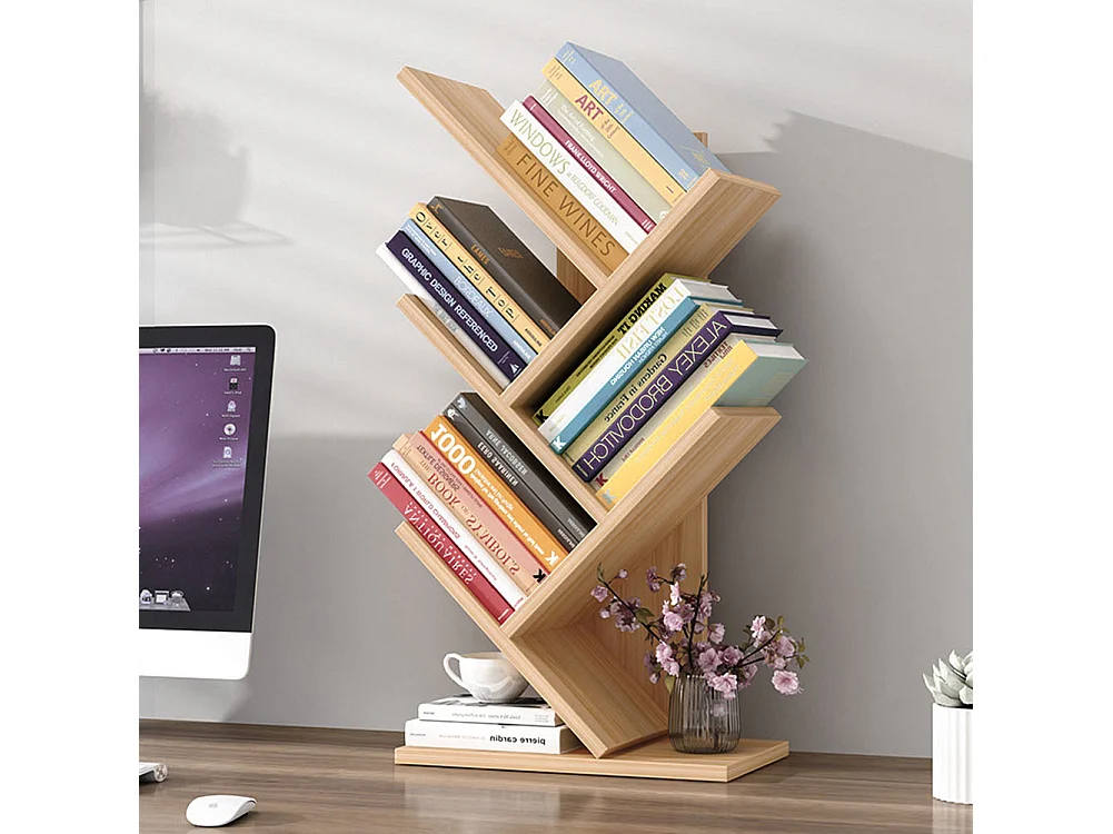 5-Tier Tree-Shaped Bookshelf - Brown