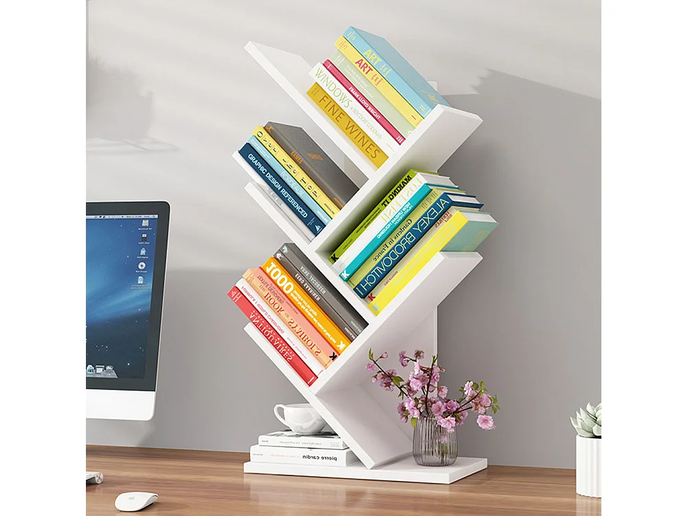 5-Tier Tree-Shaped Bookshelf - White