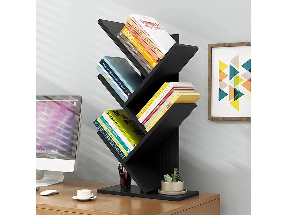 5-Tier Tree-Shaped Bookshelf - Black Walnut