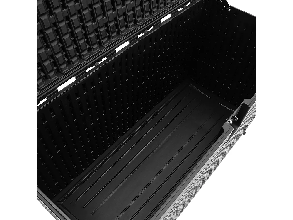 99-Gallon(375L) Rattan Effect Garden Storage Box - Black