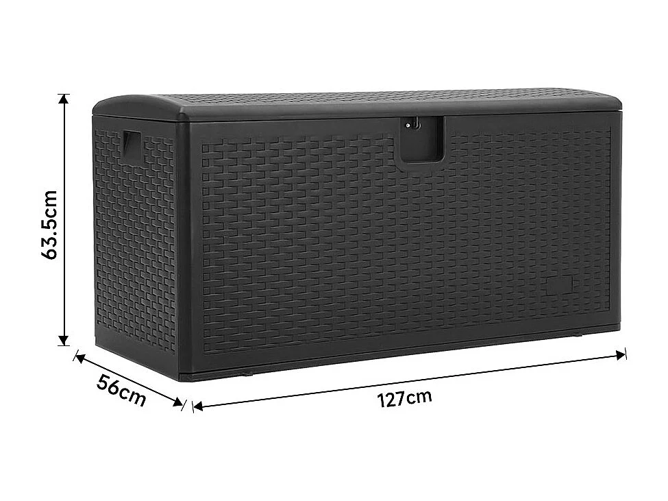 99-Gallon(375L) Rattan Effect Garden Storage Box - Black