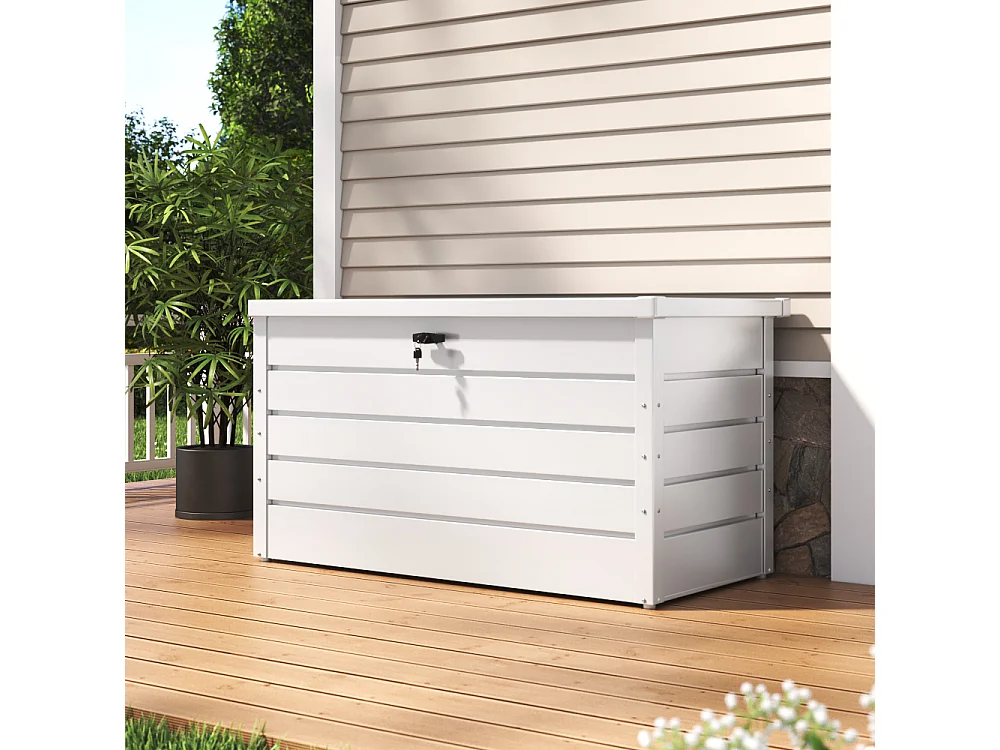 120cm Large Metal Garden Storage Box - White