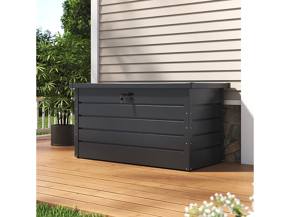 120cm Large Metal Garden Storage Box - Black