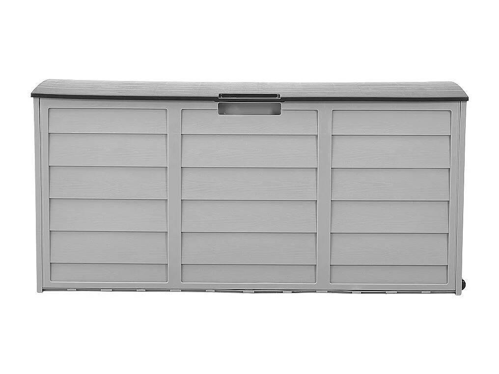 290L Large Waterproof Plastic Garden Storage Box with Wheels - Grey & Black