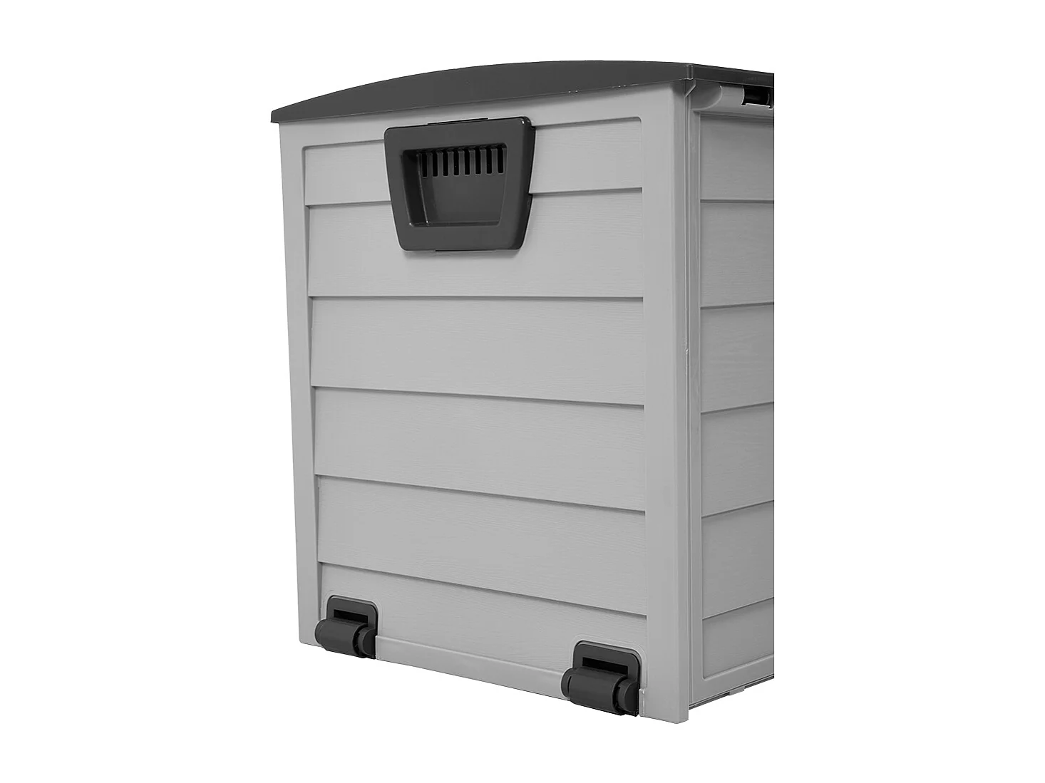 290L Large Waterproof Plastic Garden Storage Box with Wheels - Grey & Black