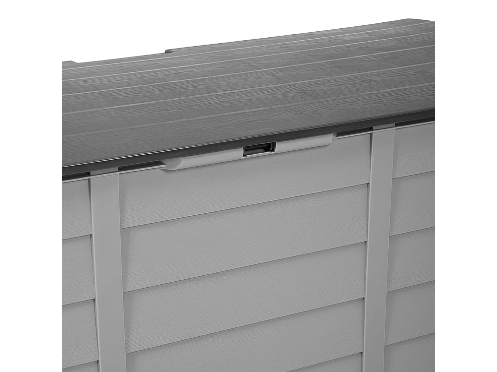 290L Large Waterproof Plastic Garden Storage Box with Wheels - Grey & Black