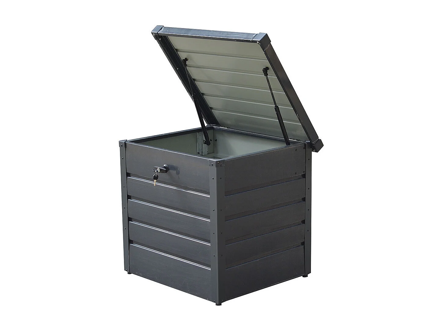 200L Charcoal Black Lockable Metal Garden Storage Box