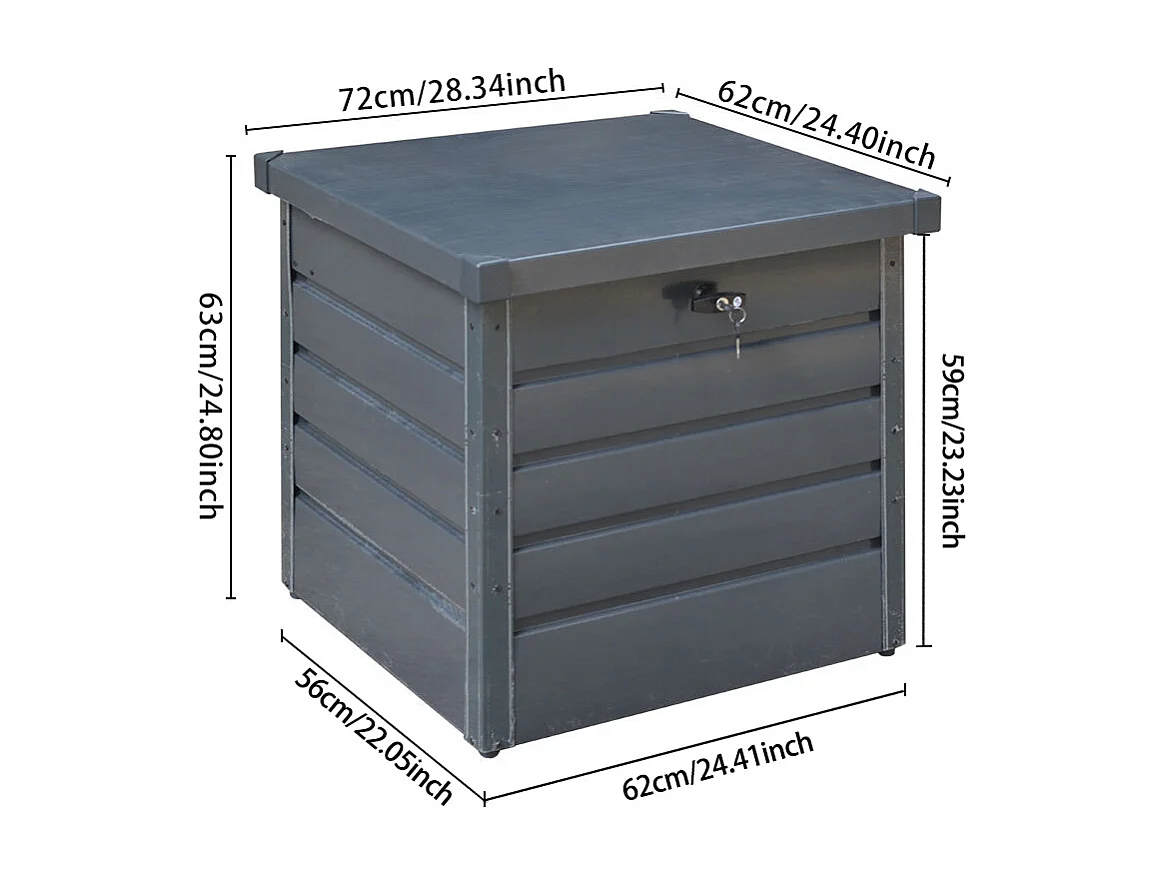 200L Charcoal Black Lockable Metal Garden Storage Box