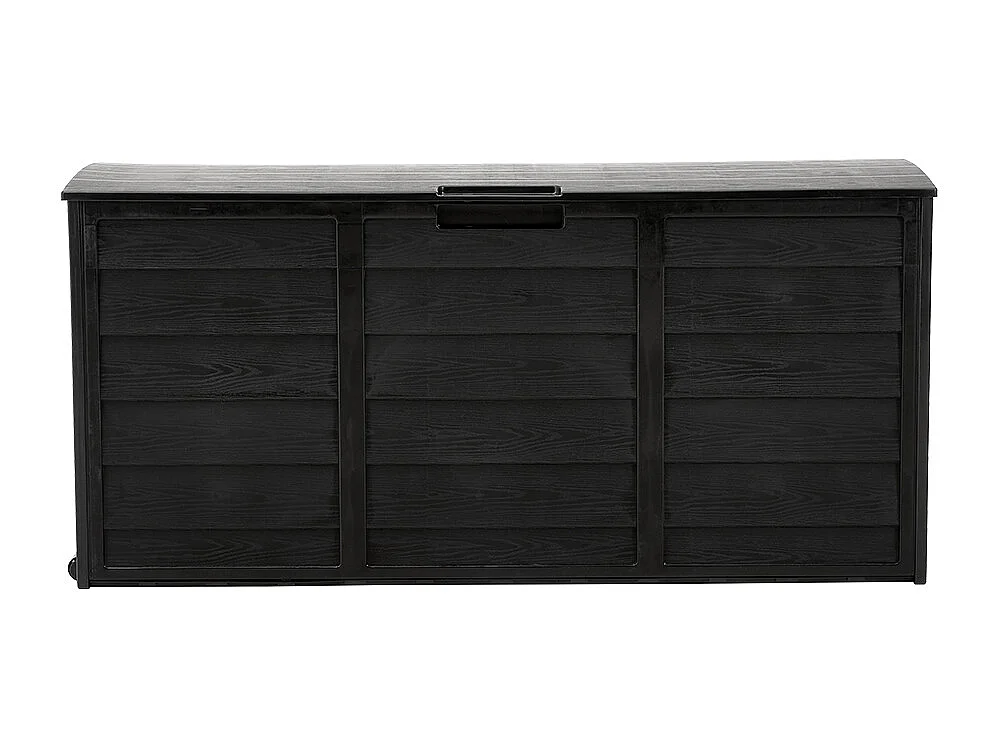 290L Large Waterproof Plastic Garden Storage Box with Wheels - Black
