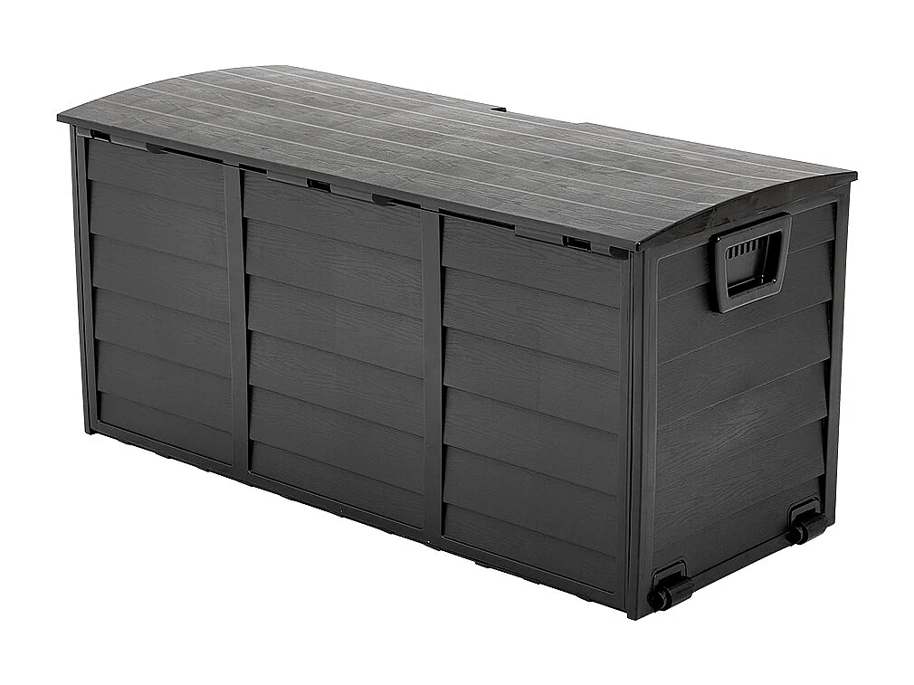 290L Large Waterproof Plastic Garden Storage Box with Wheels - Black