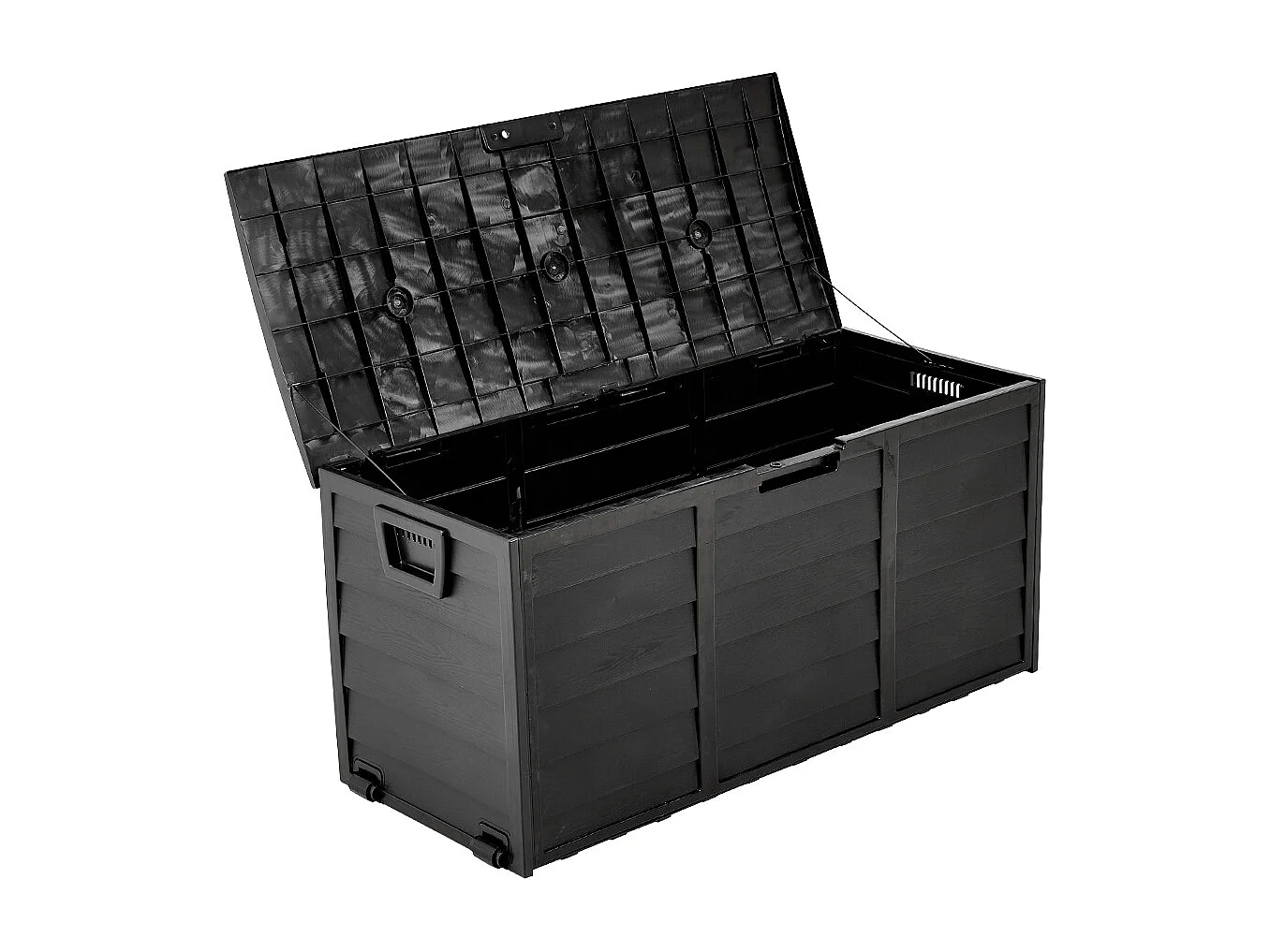 290L Large Waterproof Plastic Garden Storage Box with Wheels - Black