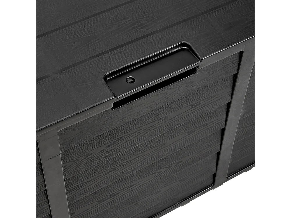 290L Large Waterproof Plastic Garden Storage Box with Wheels - Black