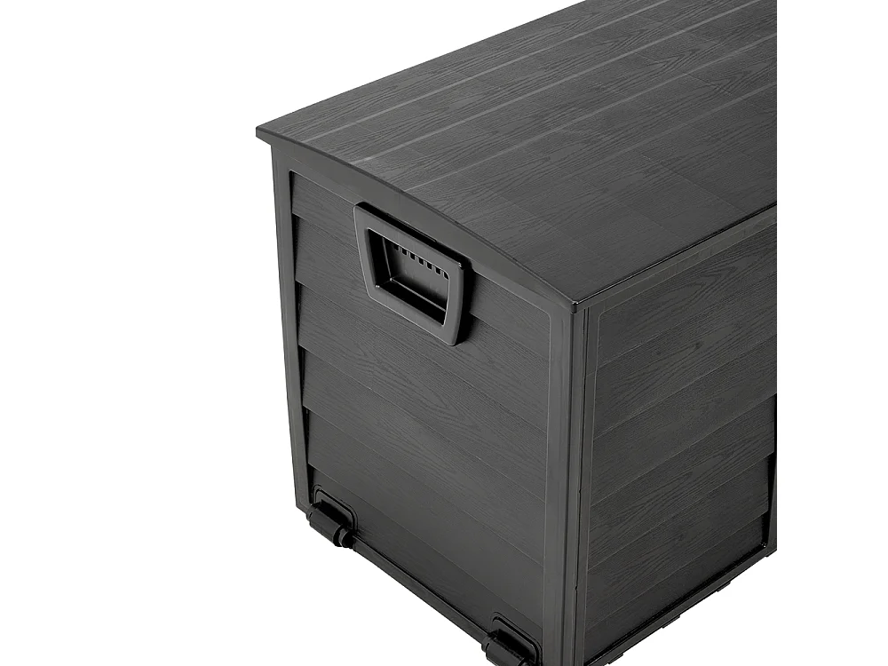 290L Large Waterproof Plastic Garden Storage Box with Wheels - Black