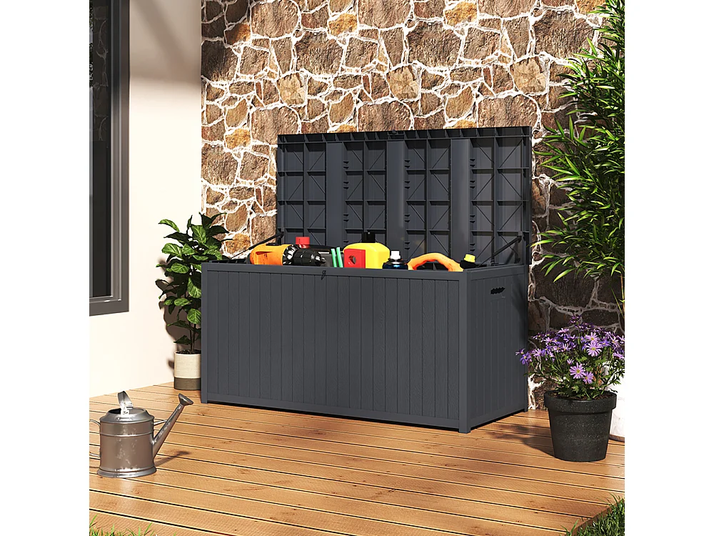 125cm Extra-Large Plastic Garden Storage Box - Grey