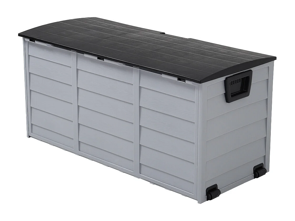 290L Large Waterproof Plastic Garden Storage Box - Grey & Black