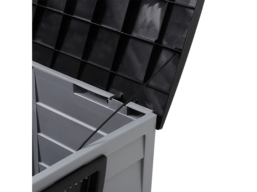 290L Large Waterproof Plastic Garden Storage Box - Grey & Black
