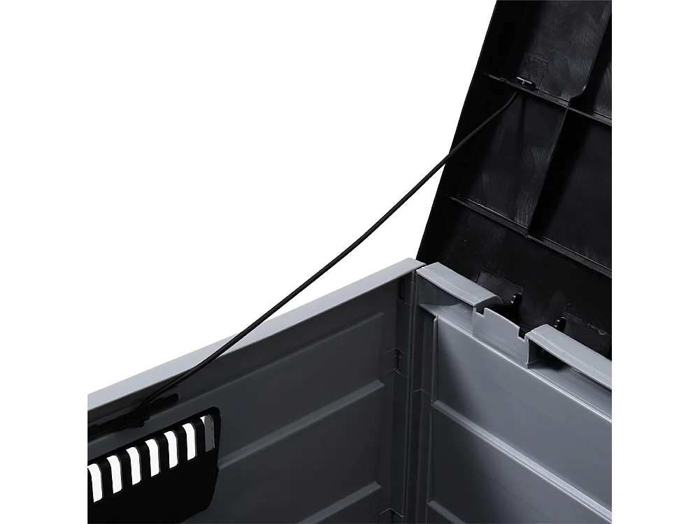 290L Large Waterproof Plastic Garden Storage Box - Grey & Black