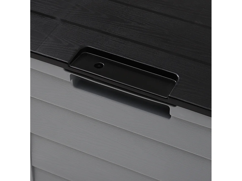 290L Large Waterproof Plastic Garden Storage Box - Grey & Black