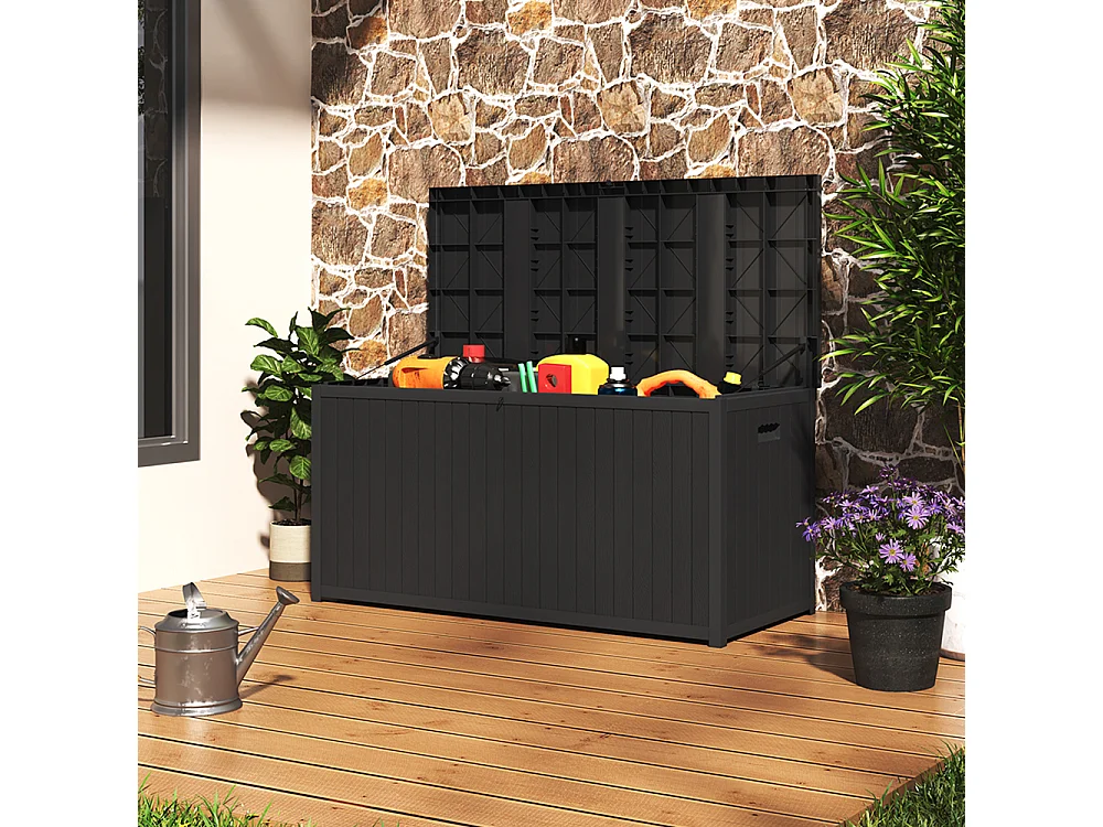 125cm Extra-Large Plastic Garden Storage Box - Black