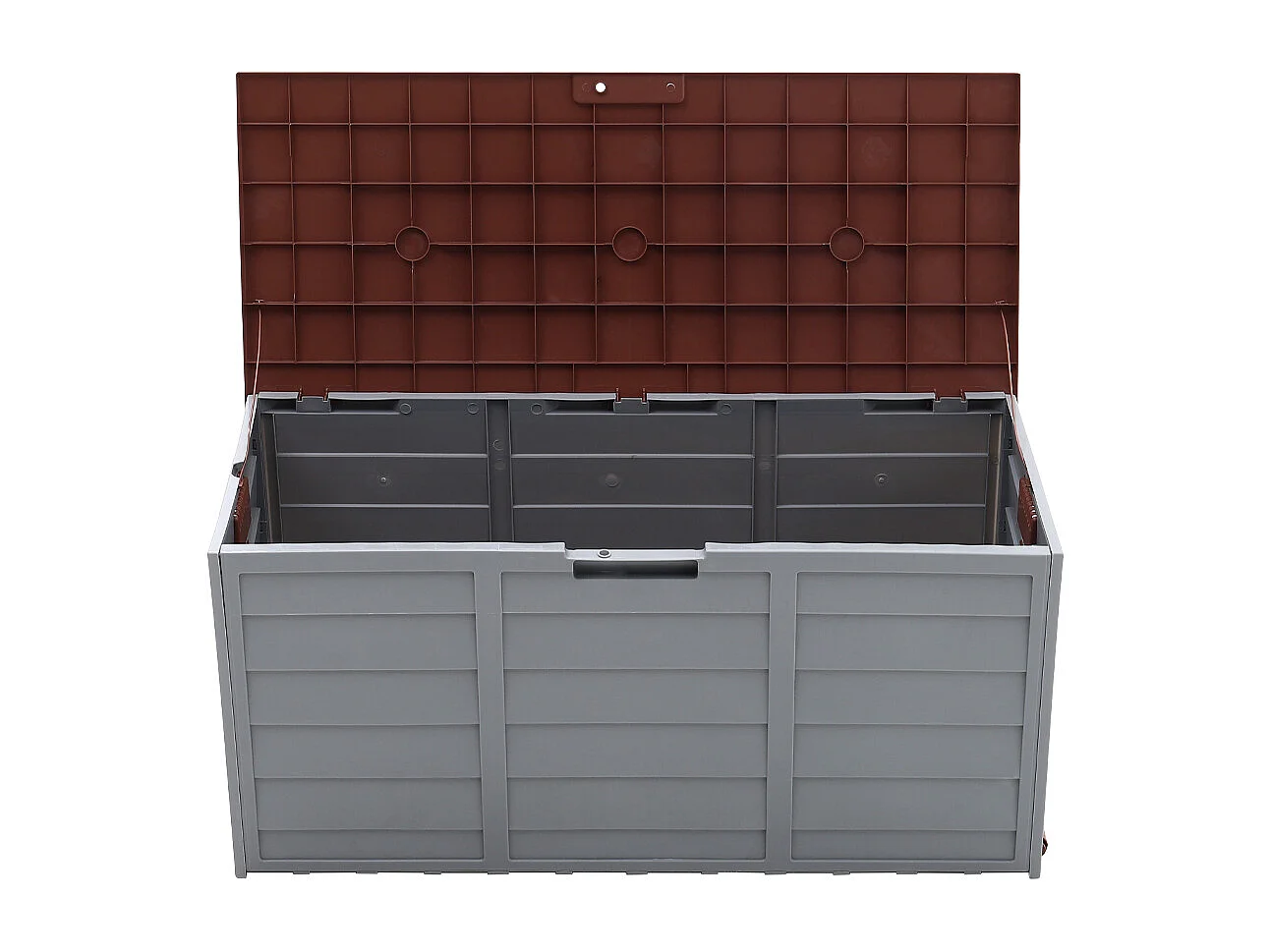 290L Large Waterproof Plastic Garden Storage Box - Grey & Brown