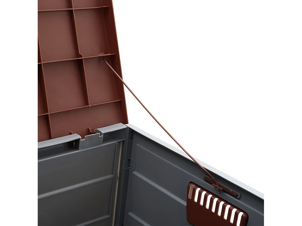 290L Large Waterproof Plastic Garden Storage Box - Grey & Brown