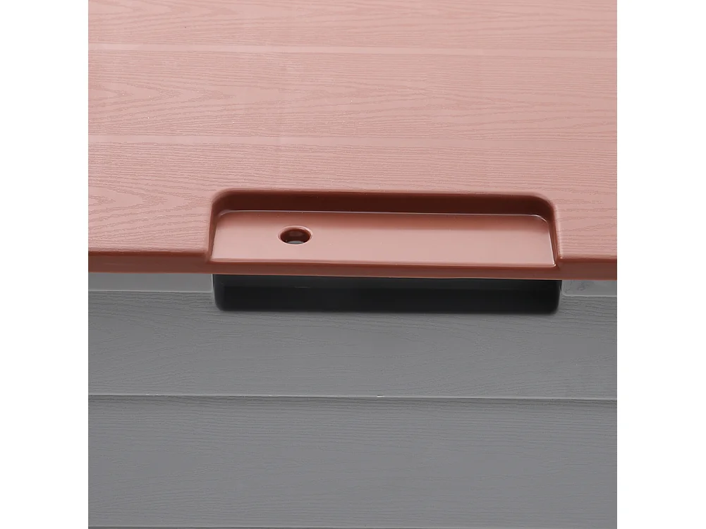 290L Large Waterproof Plastic Garden Storage Box - Grey & Brown