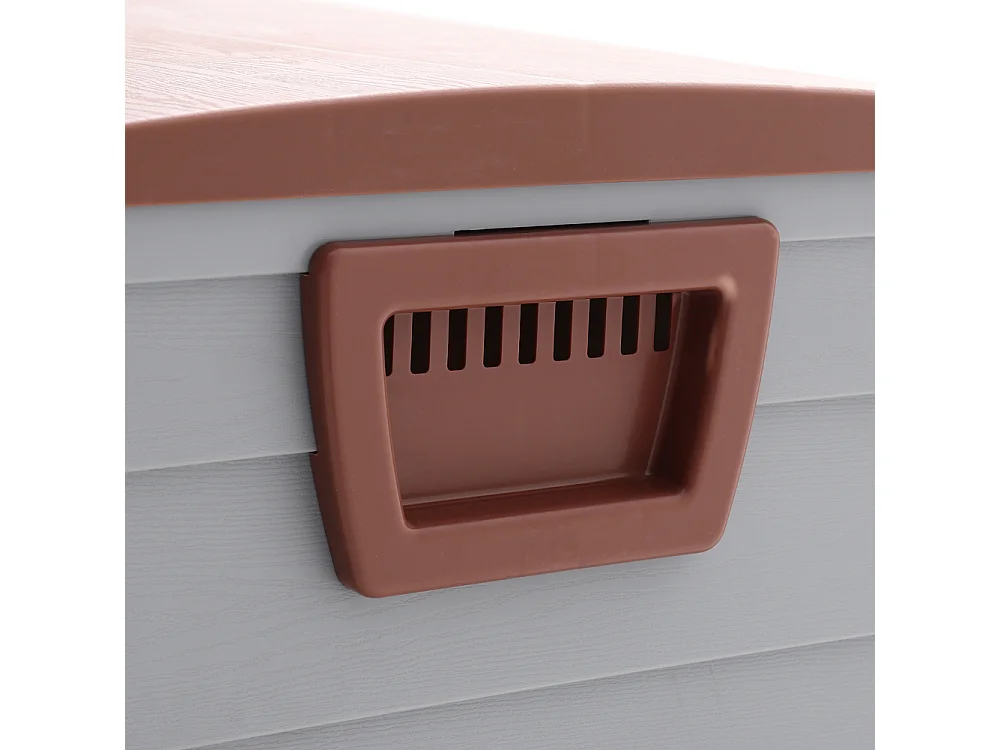 290L Large Waterproof Plastic Garden Storage Box - Grey & Brown