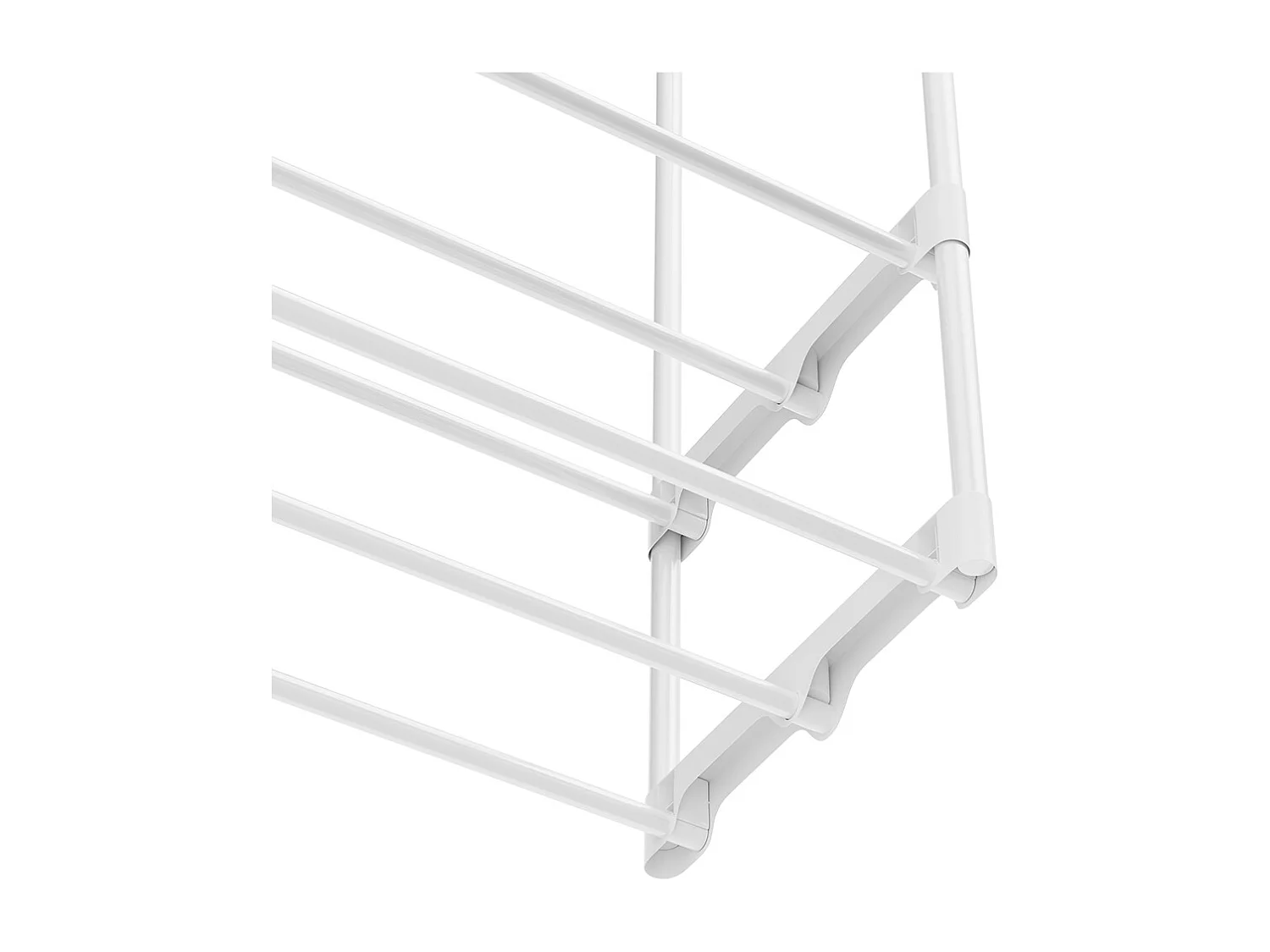 Freestanding Double Rod Metal Clothes Rack with Shelves - White