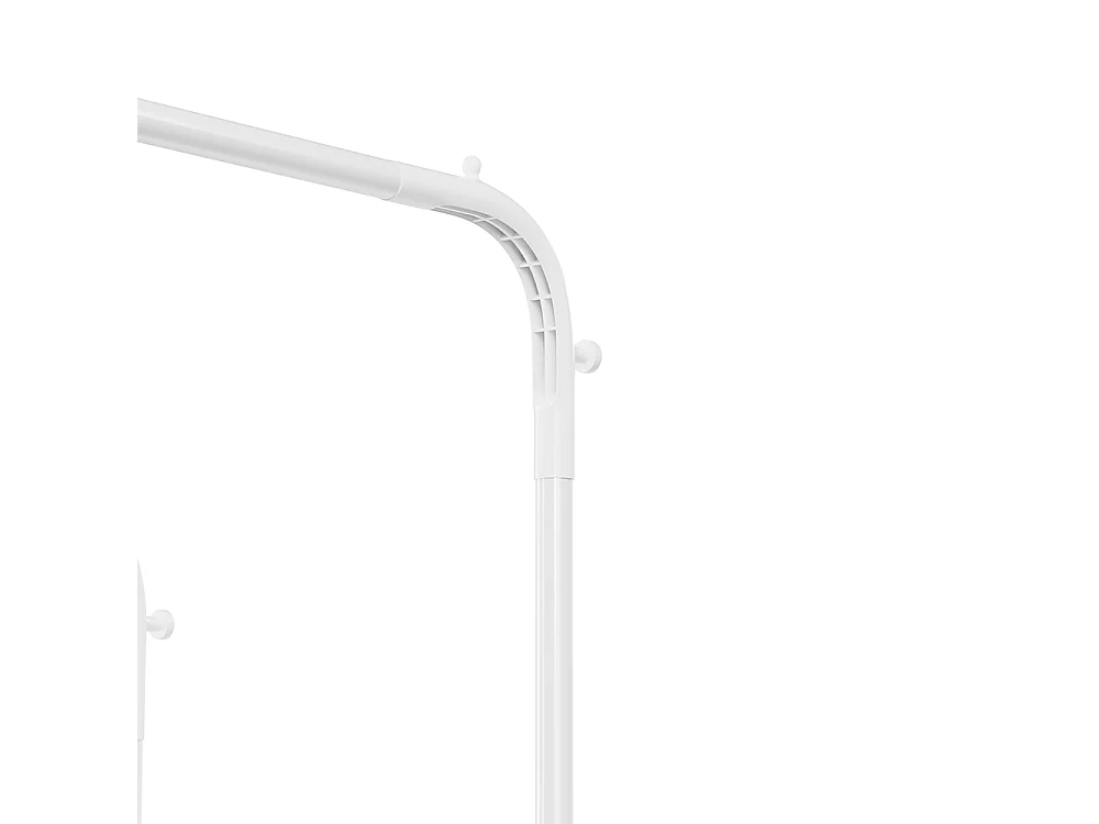 Freestanding Double Rod Metal Clothes Rack with Shelves - White