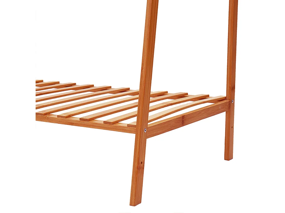 7-Tier Bamboo Cloth Rack with Hanging Rod, Side Hooks & Shelves - 130cm - Brown