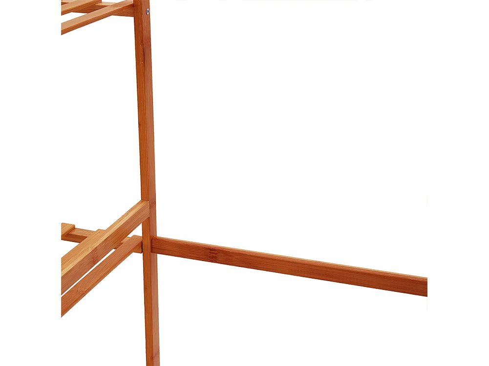 7-Tier Bamboo Cloth Rack with Hanging Rod, Side Hooks & Shelves - 130cm - Brown