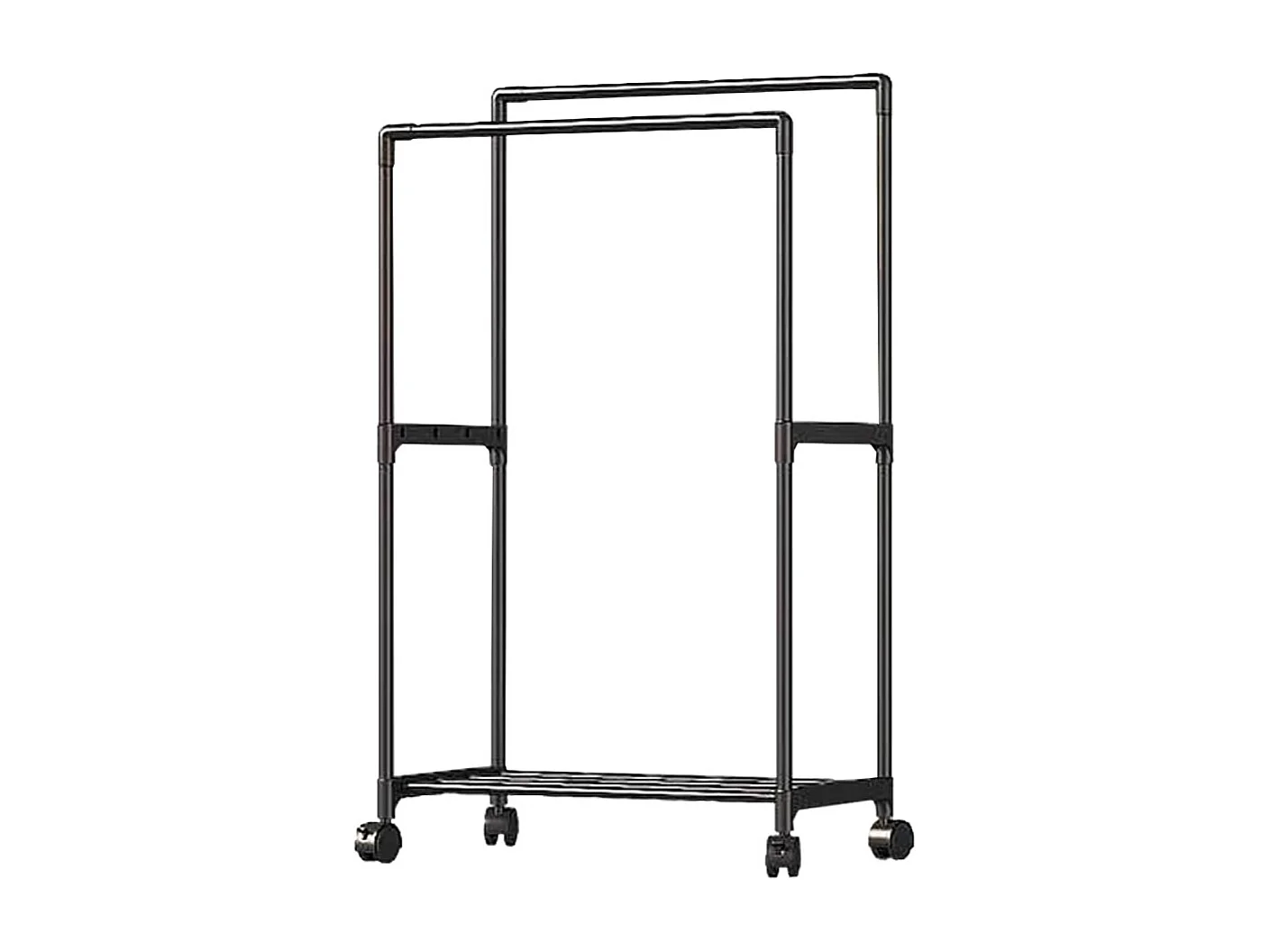 Double Rod Rolling Garment Rack with Shelf