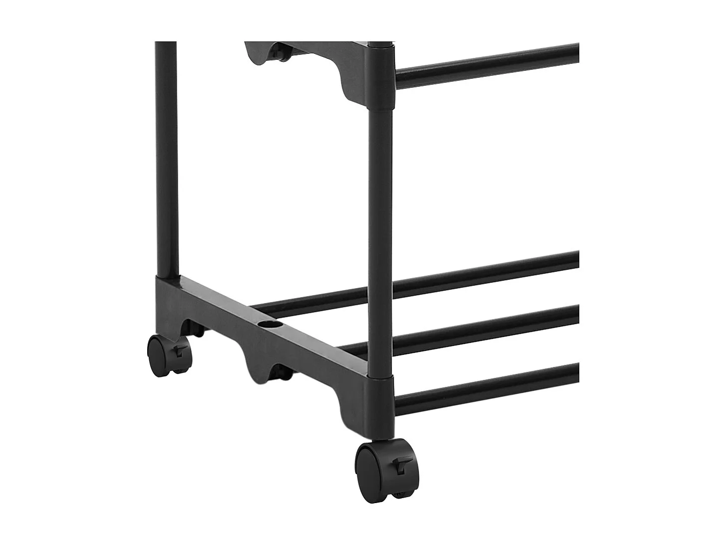 Freestanding Double Rod Metal Clothes Rack with Shelves - Black