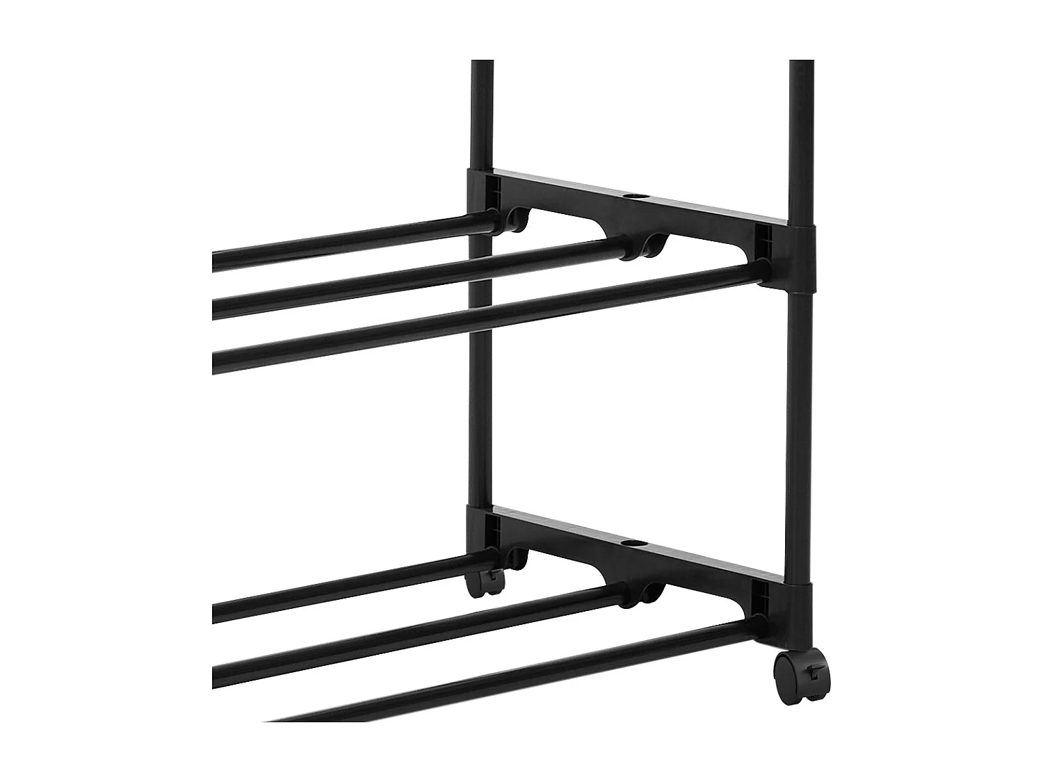 Freestanding Double Rod Metal Clothes Rack with Shelves - Black