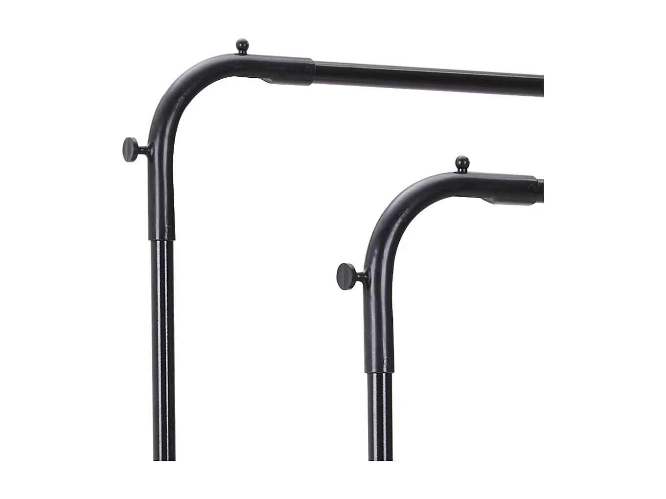 Freestanding Double Rod Metal Clothes Rack with Shelves - Black