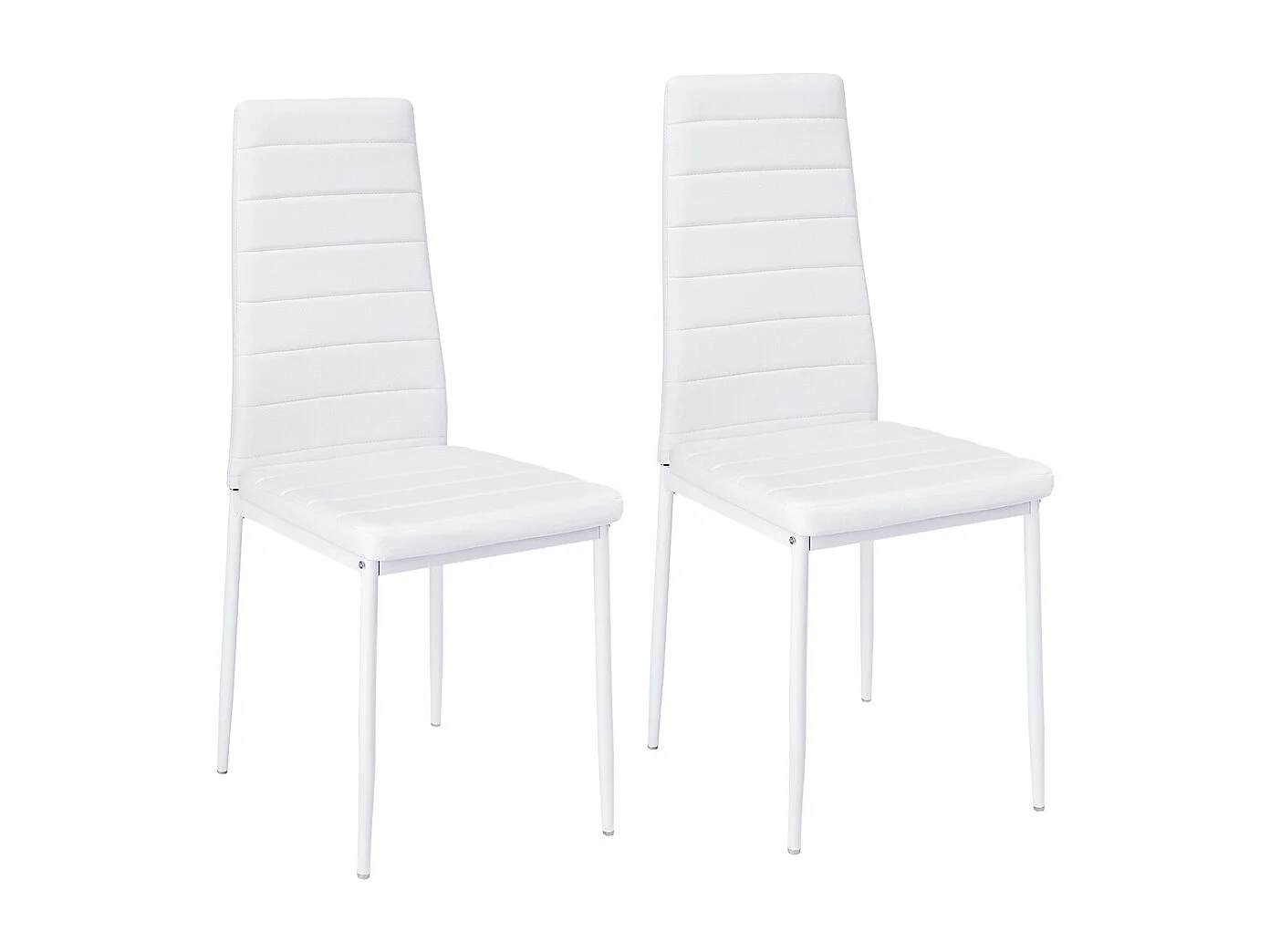 Set of 2 Modern Quilted Faux Leather Dining Chair - White