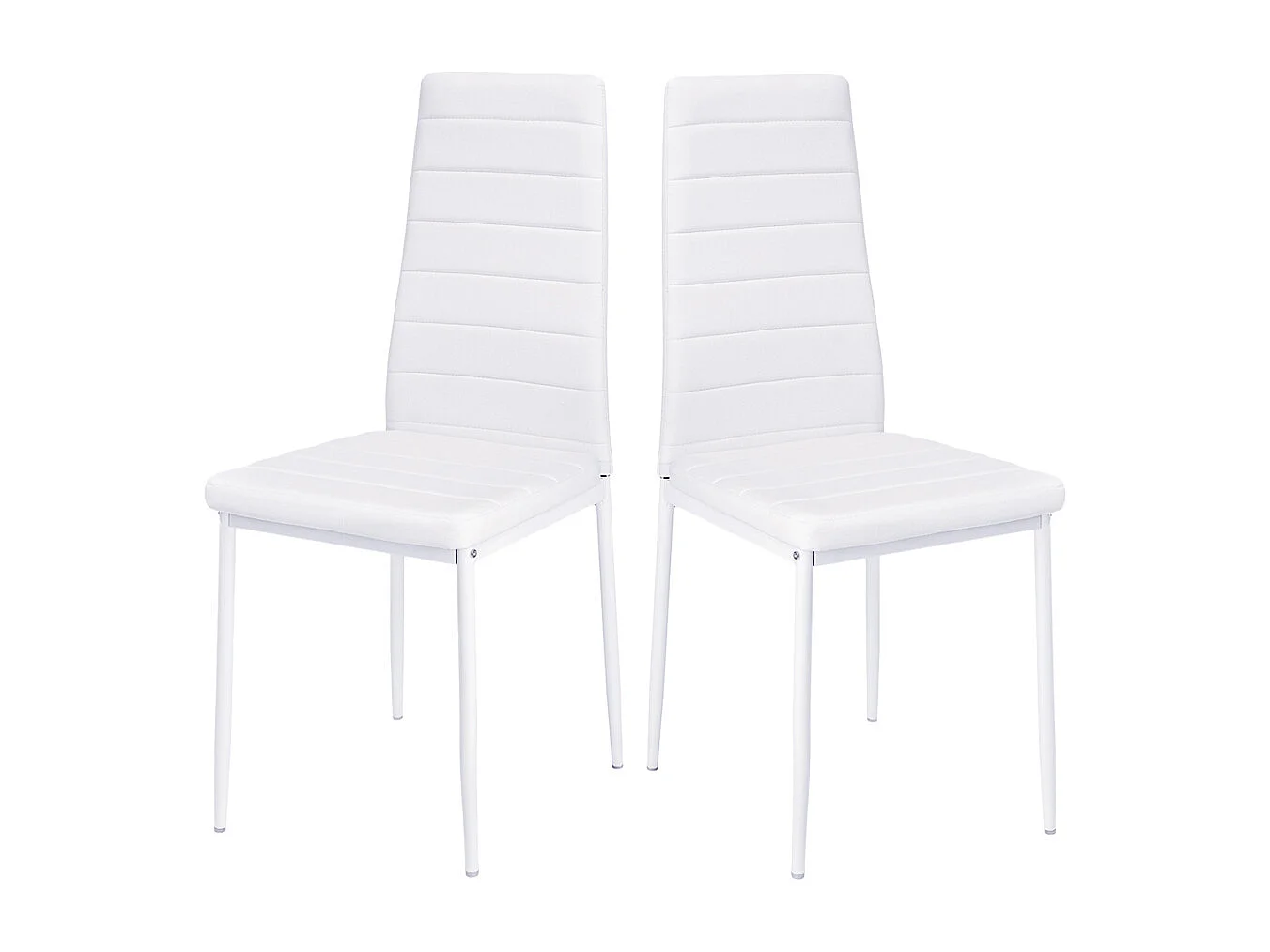 Set of 2 Modern Quilted Faux Leather Dining Chair - White