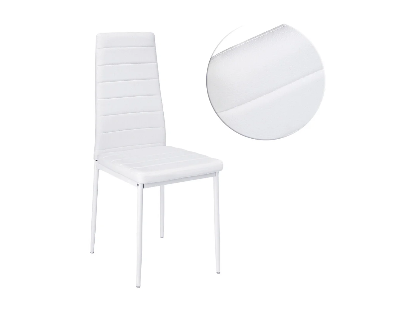 Set of 2 Modern Quilted Faux Leather Dining Chair - White