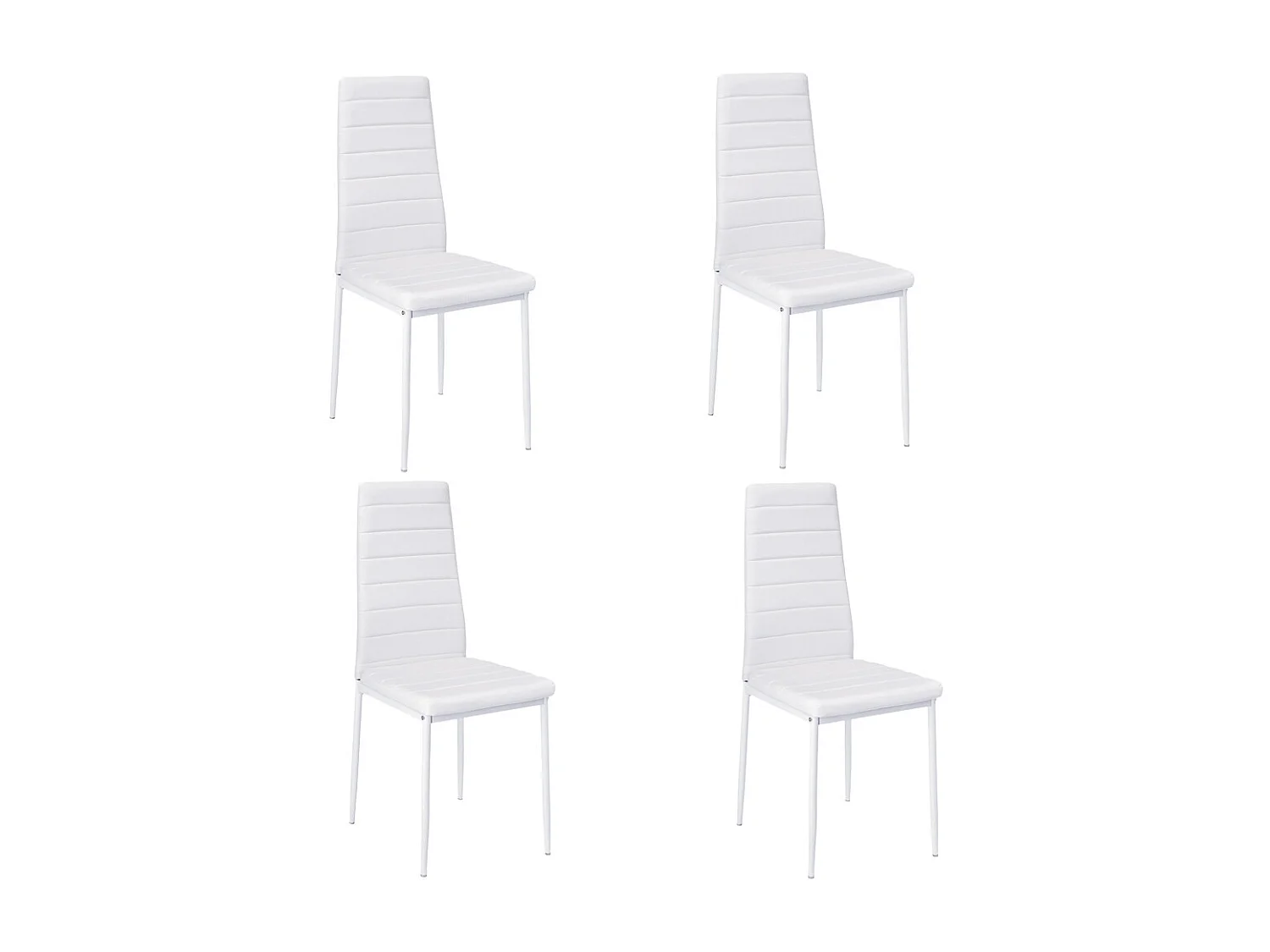 Set of 4 Modern Quilted Faux Leather Dining Chair - White